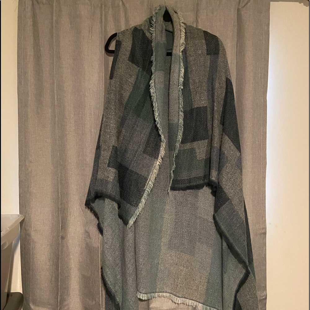 Denim blue patchwork vest/duster